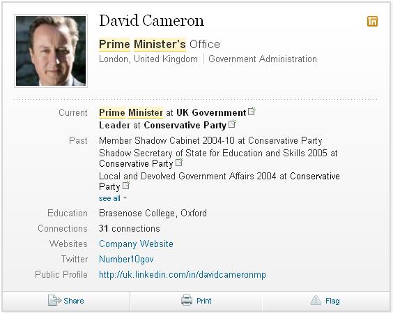 Premierul britanic şi-a pus CV-ul pe LinkedIn. Îşi caută un nou job?